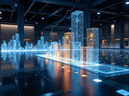 现代化城市天际线夜景，高楼大厦灯火通明，展现科技发展的未来感